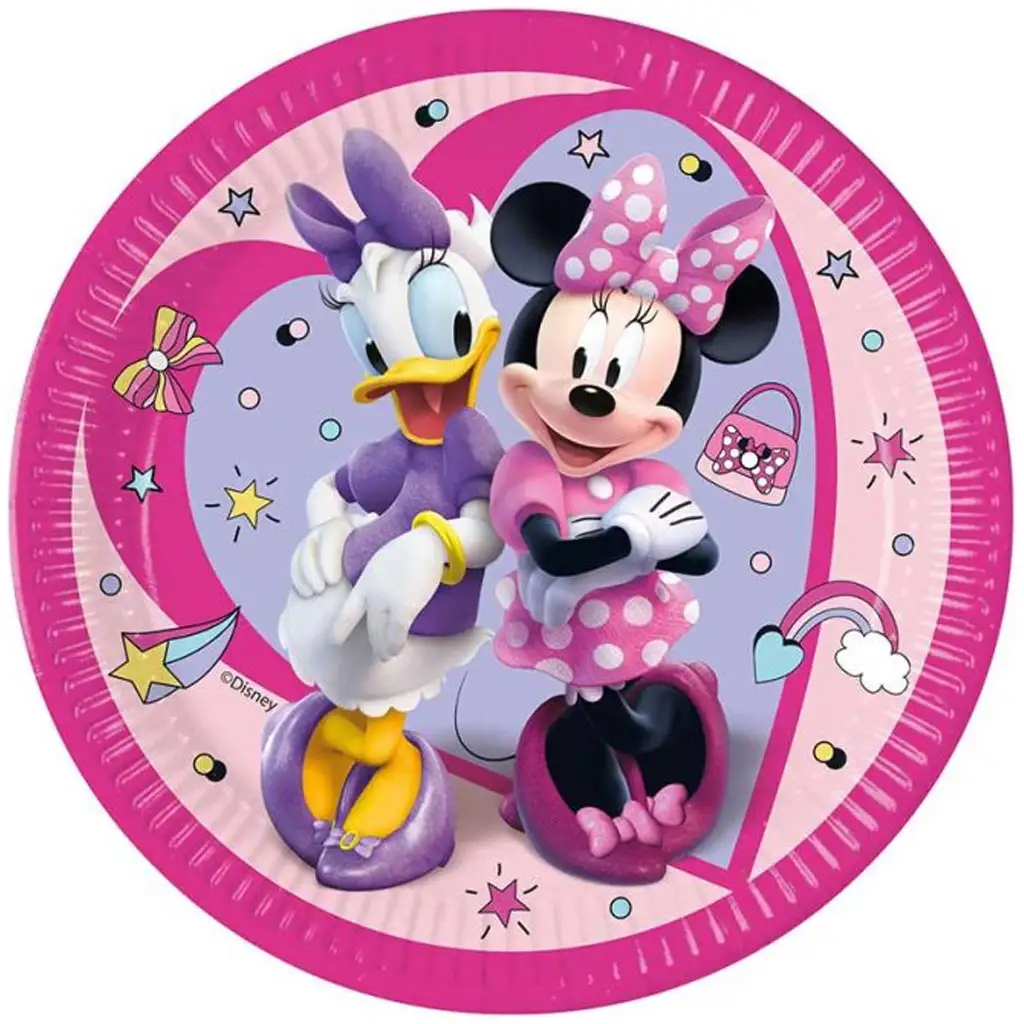 Minnie egér és Daisy mintás rózsaszín papírtányér 8db-os szett 23cm kép 1