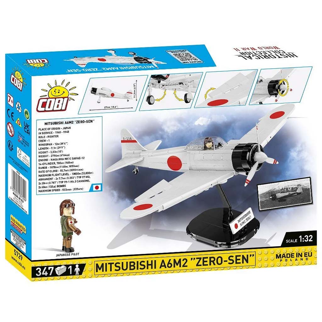 COBI: Mitsubishi A6M2 Zero‑Sen repülőgép építőjáték (5729) kép 7