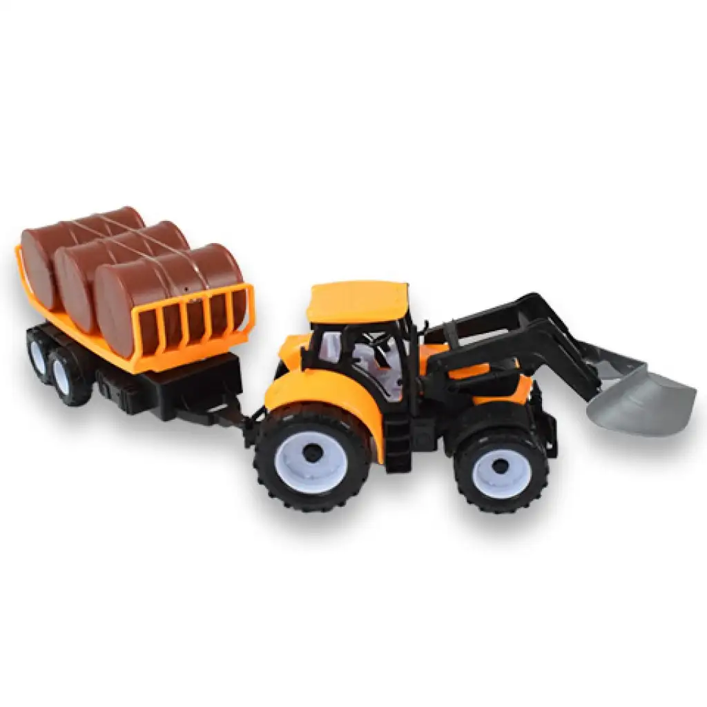 Engineering Truck: Kotró traktor utánfutóval és hordókkal többféle változatban 43cm kép 2