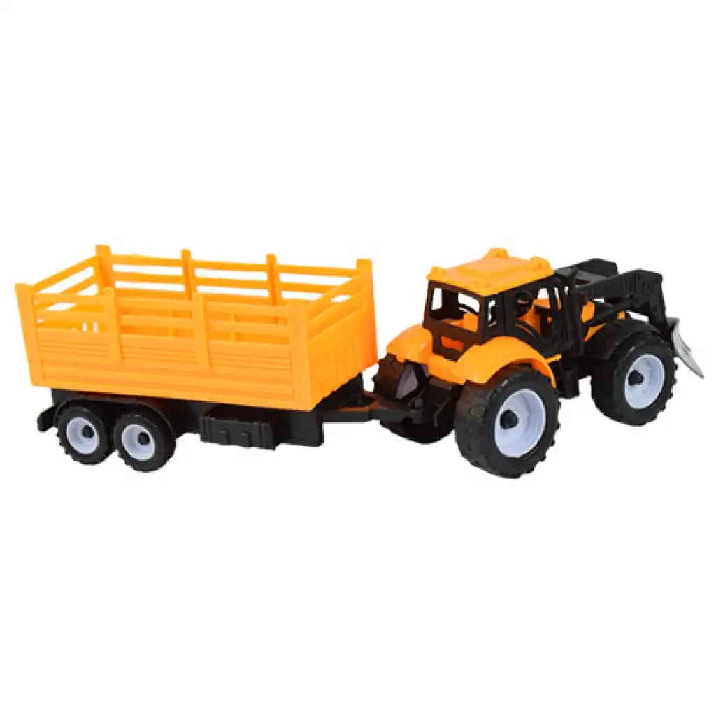 Engineering Truck: Traktor szett utánfutóval és olajos hordókkal 28cm kép 3