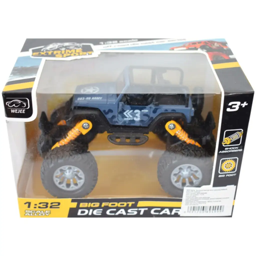 Off-Road hátrahúzós szürke Jeep terepjáró 1/32 kép 1