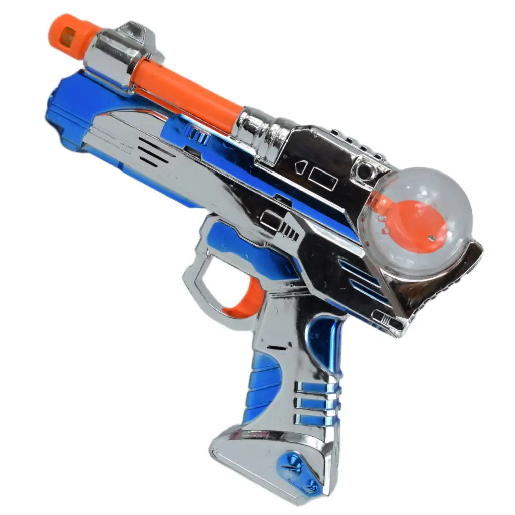 Space Warrior: Elektromos krómszínű űrfegyver fénnyel és hanggal 24cm kép 1