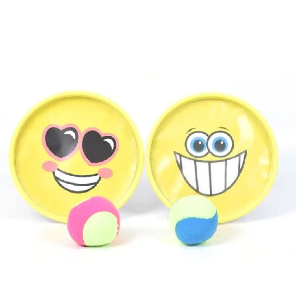 Smiley mintás sárga catch ball ügyességi játék szett kép 1