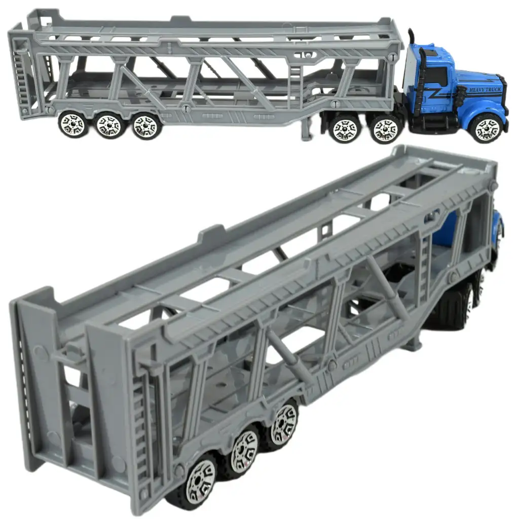 City Truck: Kék autószállító csőrös kamion 22cm kép 3