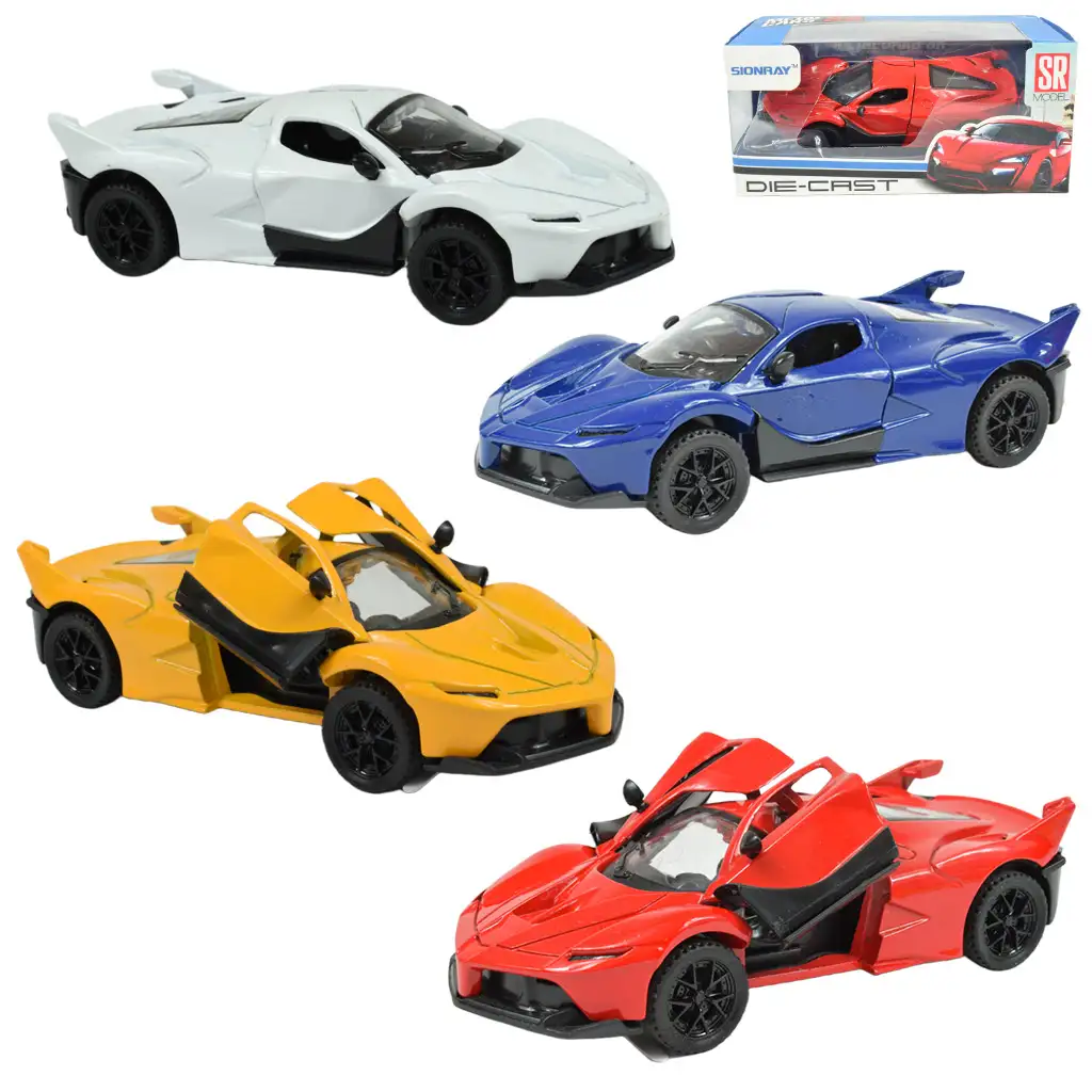 Die-Cast: Fém luxus sportautó nyitható ajtóval, többféle változatban 12cm 1db kép 1