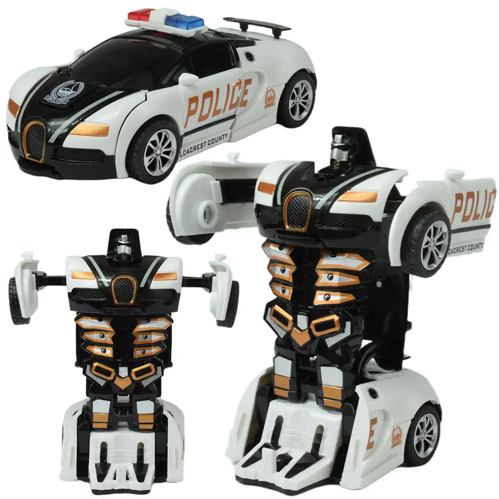 Car Model: Robottá alakítható lendkerekes Bugatti Veyron rendőrautó többféle változatban 13cm 1db kép 1