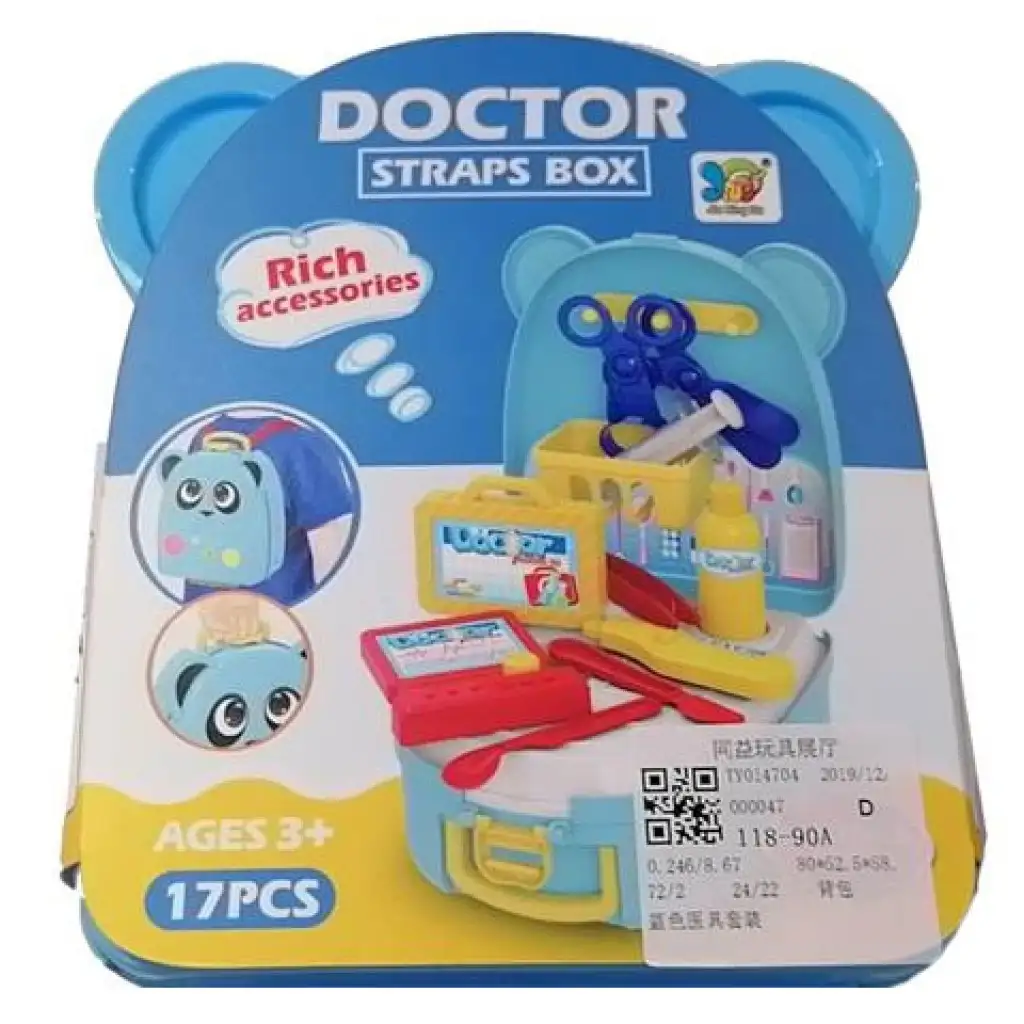 Orvosi játékszett kék macis tárolóban kiegészítőkkel kép 1