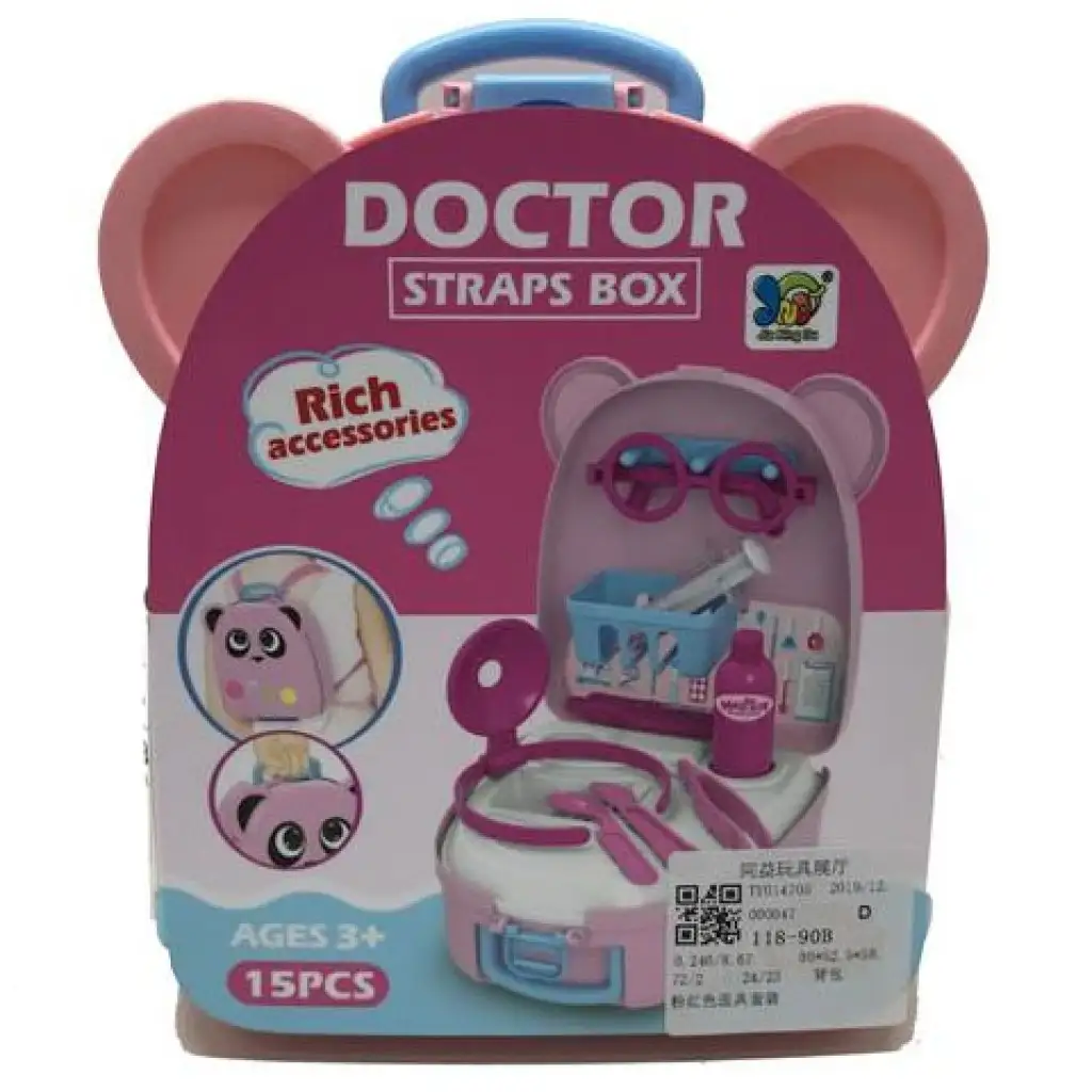 Orvosi játékszett pink macis tárolóban kiegészítőkkel kép 1