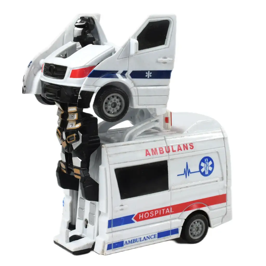Ambulance: Robottá alakuló mentőautó kétféle változatban 13cm kép 4