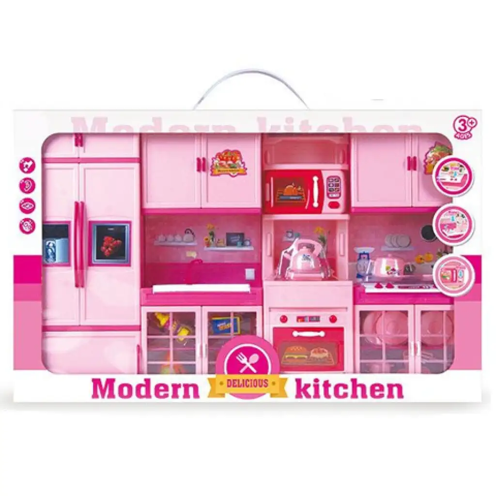 Modern Kitchen pink konyhaszett kiegészítőkkel, fénnyel és hanggal kép 1