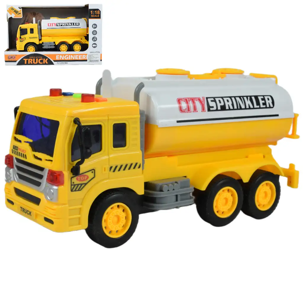 City Truck: Tartályos sárga teherautó fénnyel és hanggal 1/18 kép 1