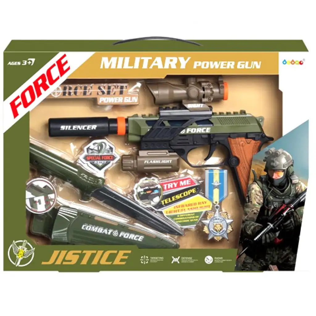 Military Force zöld katonai fegyver szett fénnyel és hanggal kép 1