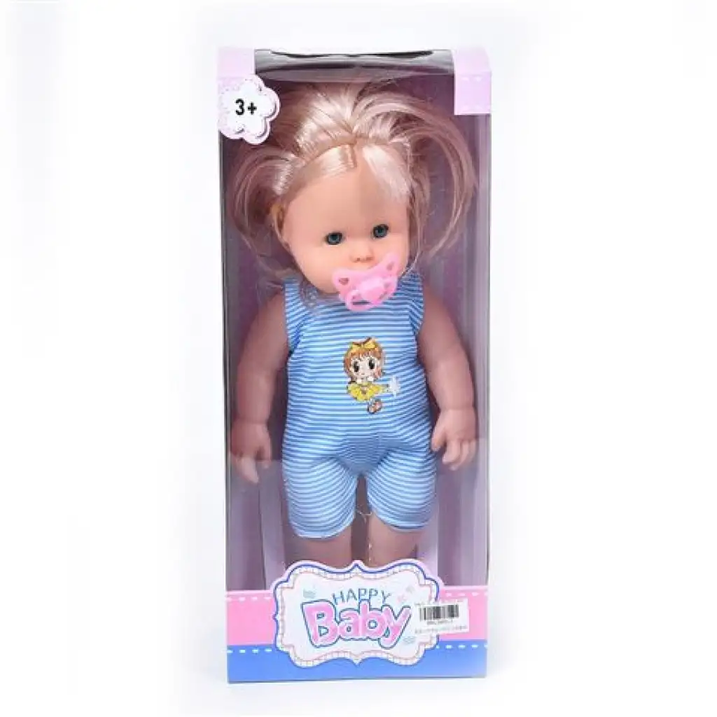 Szőke hajú baba hanggal és cumival 35cm kép 1
