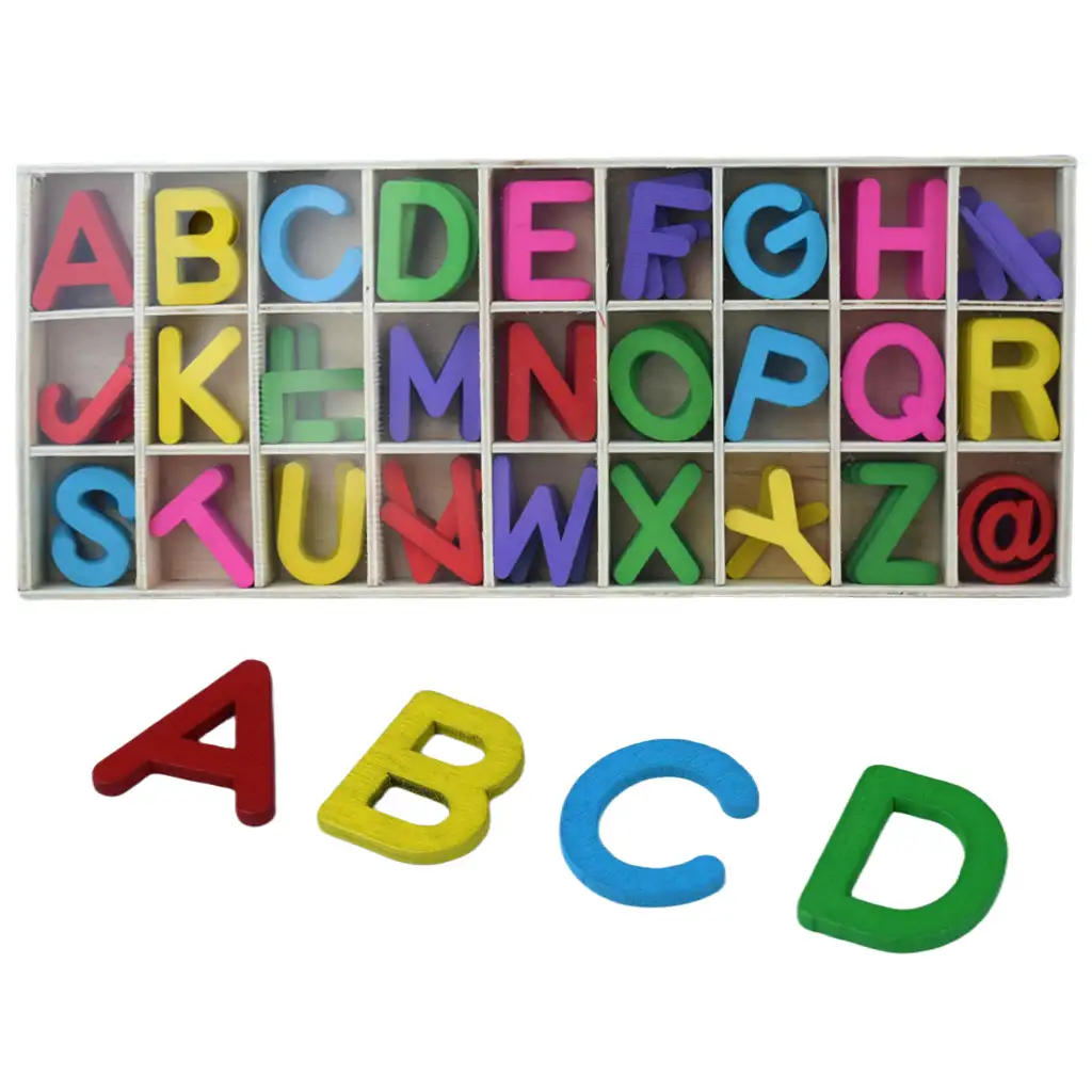ABC 130 db-os színes fa betű készlet kép 1