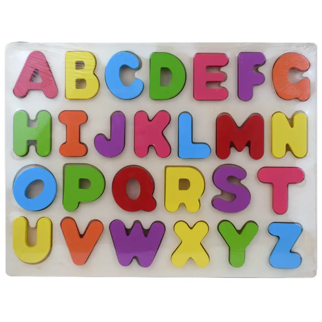 ABC színes fa nagybetűk formakirakós 30x22,5cm kép 1