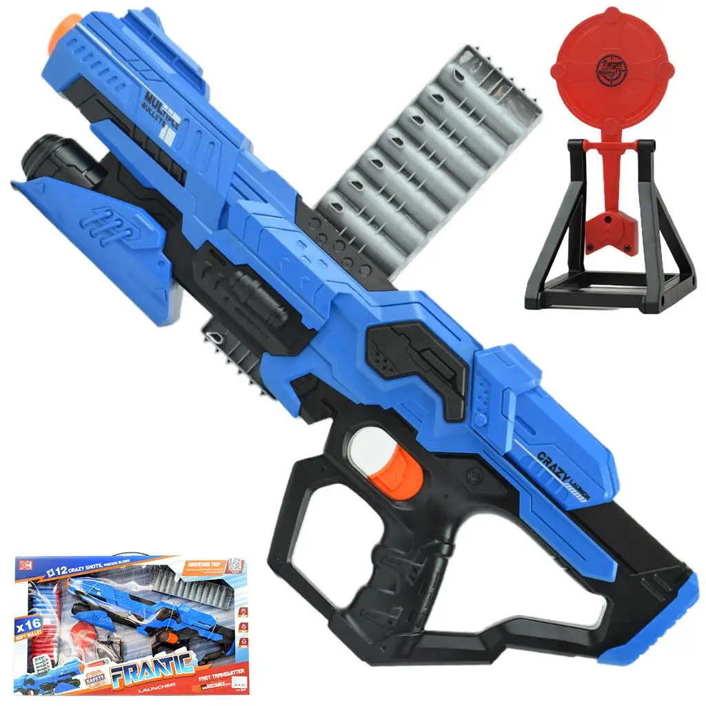 Frantic Launcher: Manuális szivacslövő fegyver céltáblával és töltényekkel 49cm kép 1