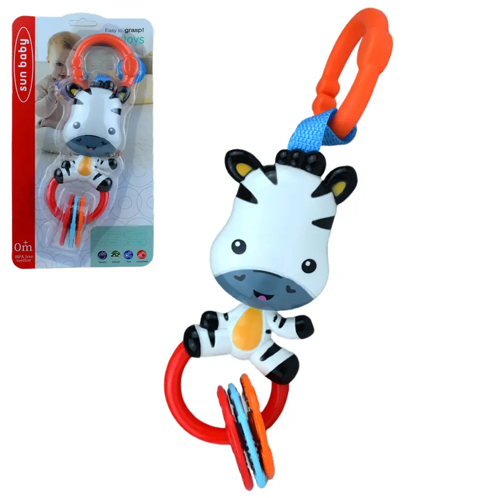 Sun Baby: Vidám zebra BPA mentes bébi csörgő kép 1