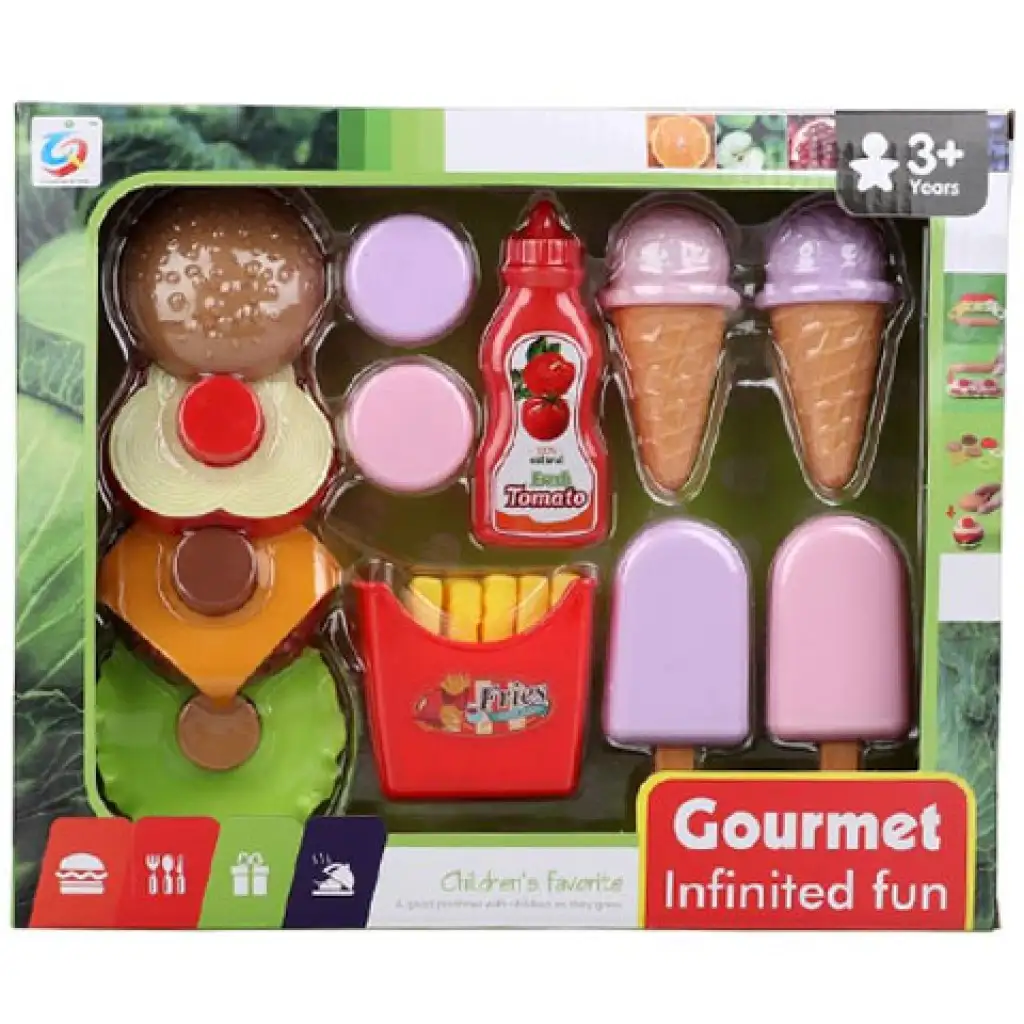Gourmet hamburgeres élelmiszer játékszett jégkrémmel kép 1