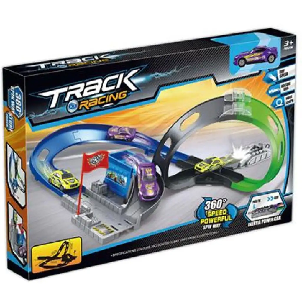 Track Racing versenypálya hurokkanyarral kisautóval kép 1