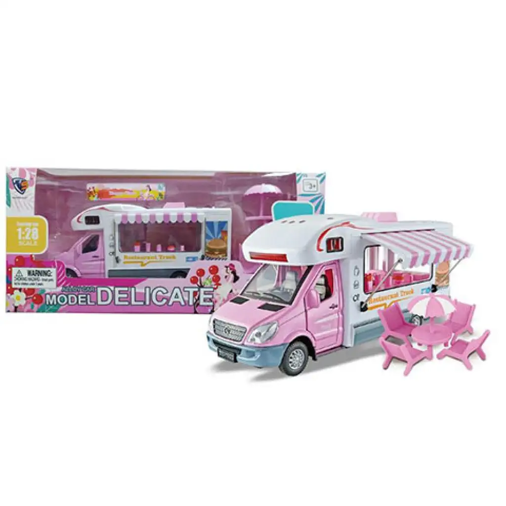 Hátrahúzós Pink Food Truck kisautó funkcióval 1/28 kép 1