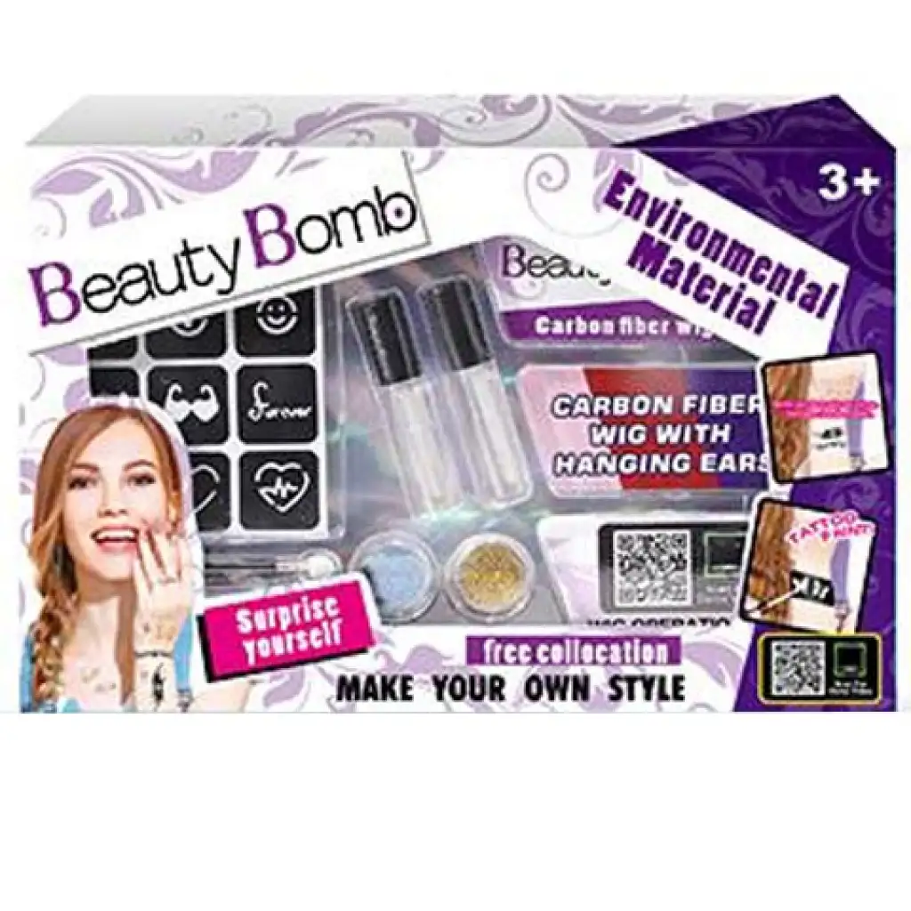 Beauty Bomb Tini csillámtetkó szett színes hajtinccsel kép 1