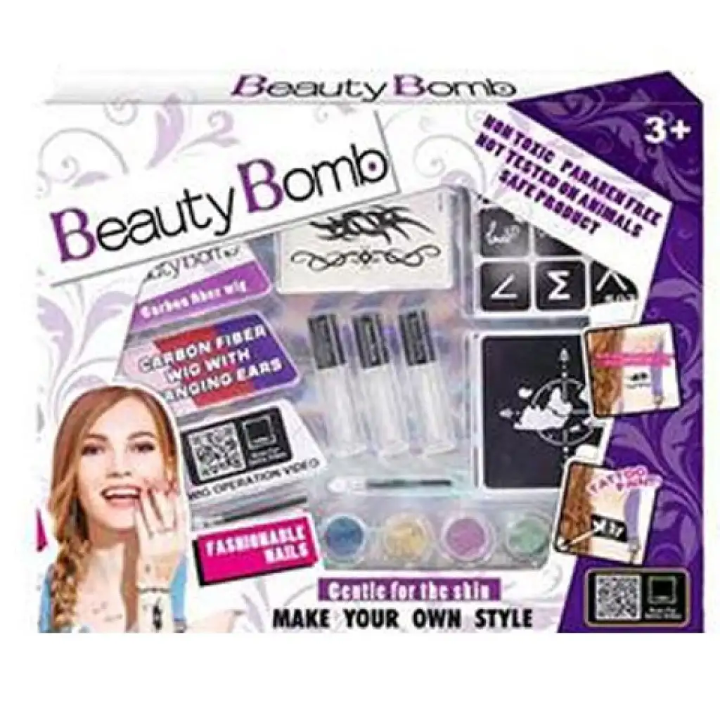 Beauty Bomb Tini nagy csillámtetkó szett színes hajtinccsel kép 1