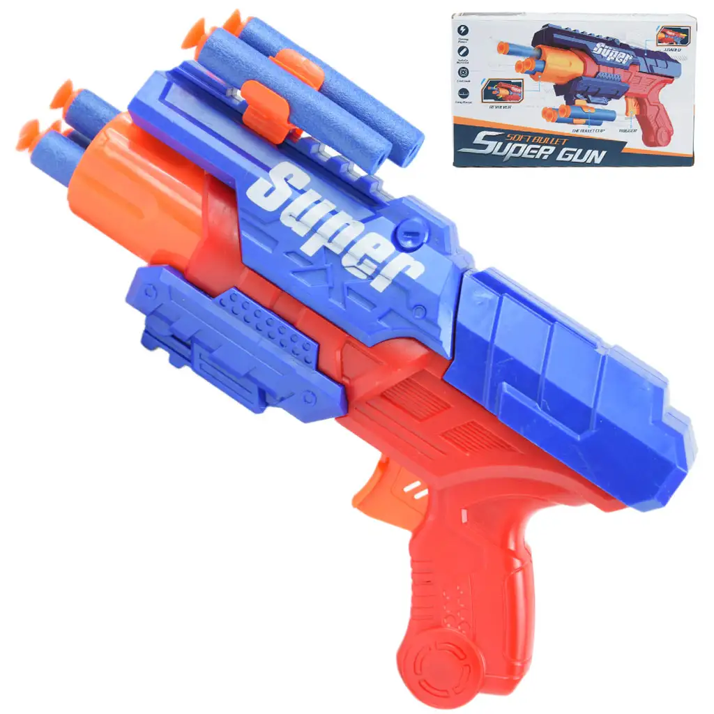 Super Gun: Szivacslövő fegyver töltényekkel 12 méteres lövő távolsággal 23x13cm kép 1