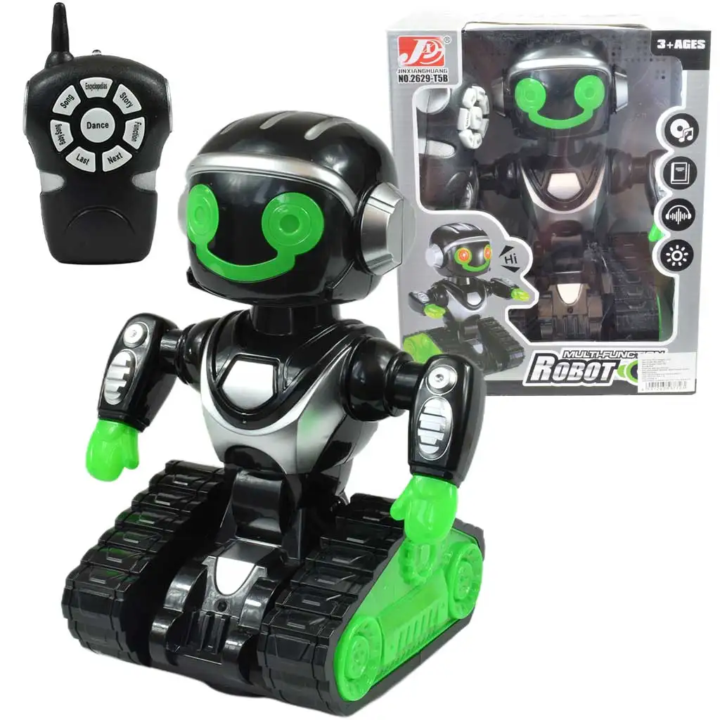 RC Interaktív távirányítós MacroBot fekete-zöld színben fénnyel és hanggal 20cm kép 1