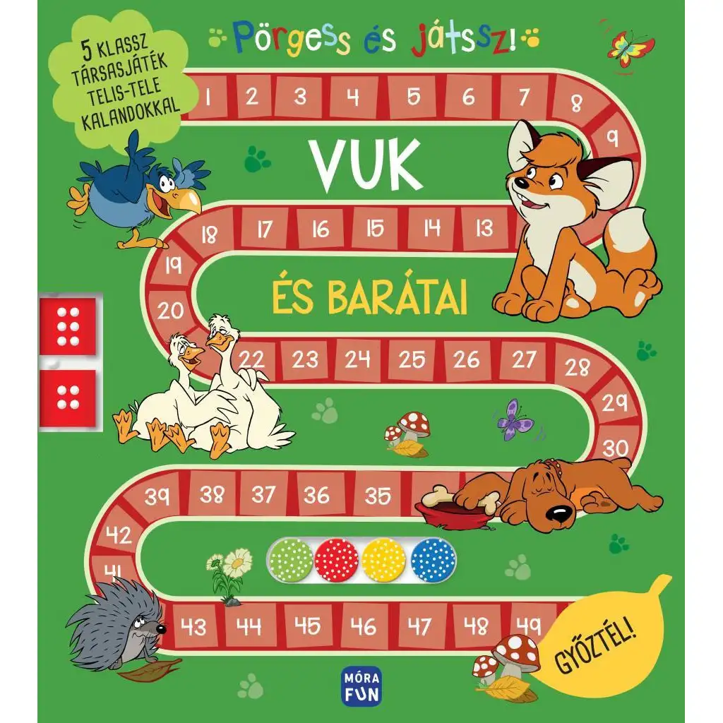 Móra: Pörgess és játssz! - Vuk és barátai 5 klassz társasjáték telis-tele kalandokkal kép 1