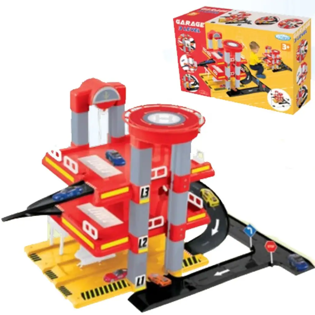 Mochtoys: 3 szintes parkolóház kisautóval 59x57x46cm kép 1