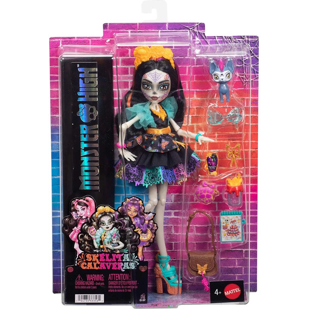 Monster High Skelita Calaveras baba kiegészítőkkel - Mattel kép 1