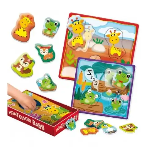 Montessori: Baby Box készségfejlesztő formaillesztő puzzle - Állatok - Lisciani kép 2