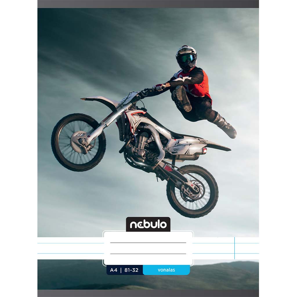 Nebulo: Tűzött vonalas motocross mintás füzet 81-32 A/4 kép 1