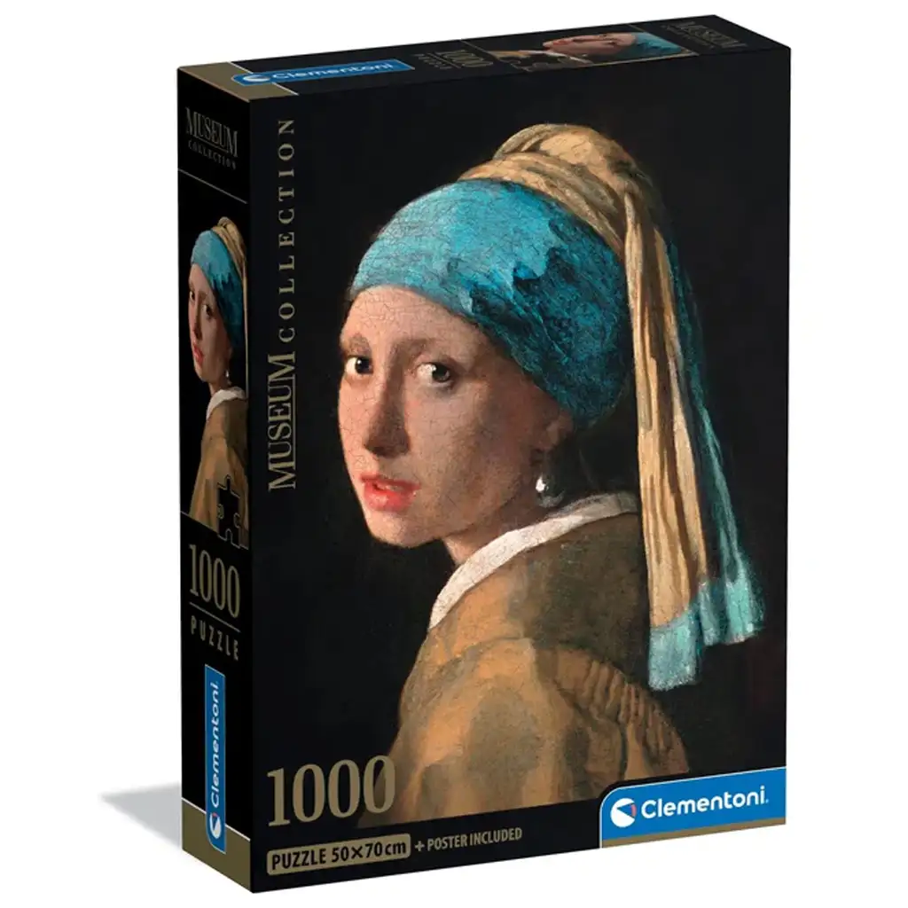 Museum Collection: Johannes Vermeer - Leány gyöngy fülbevalóval 1000 db-os puzzle poszterrel - Clementoni kép 1