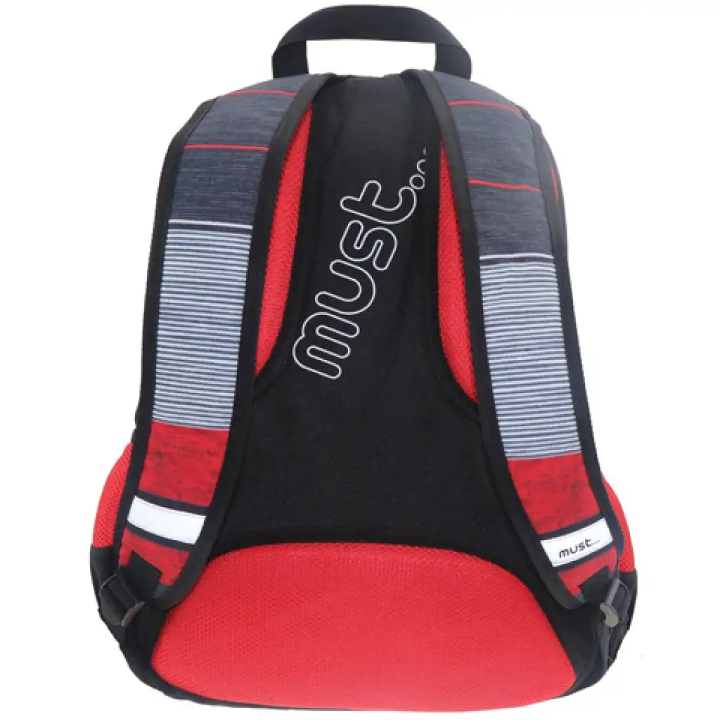 Must: Piros-Fekete 2 az 1-ben négyrekeszes iskolatáska, hátizsák 47x25x33cm kép 2