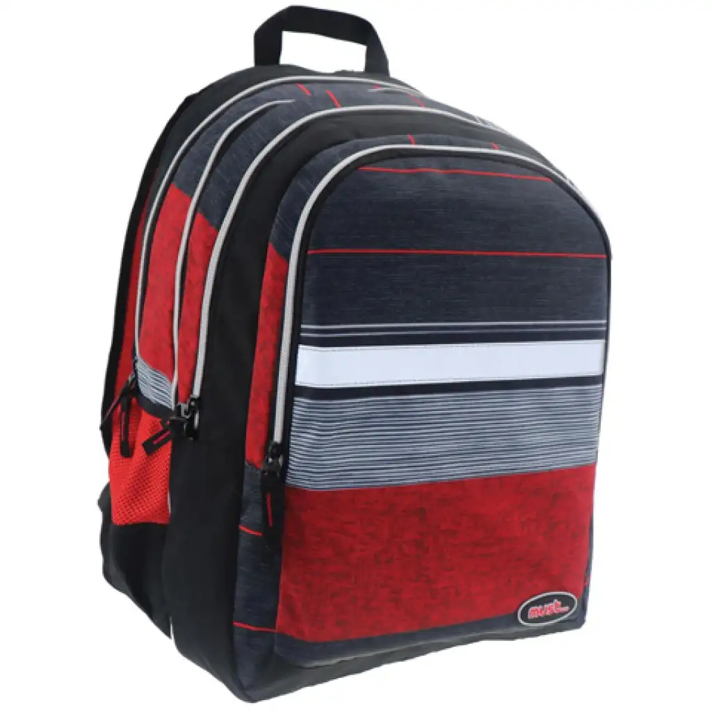 Must: Piros-Fekete 2 az 1-ben négyrekeszes iskolatáska, hátizsák 47x25x33cm kép 1