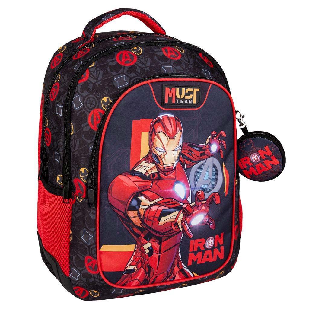 Luna: Must Team Vasember lekerekített 3 rekeszes iskolatáska, hátizsák 32x18x43cm kép 1
