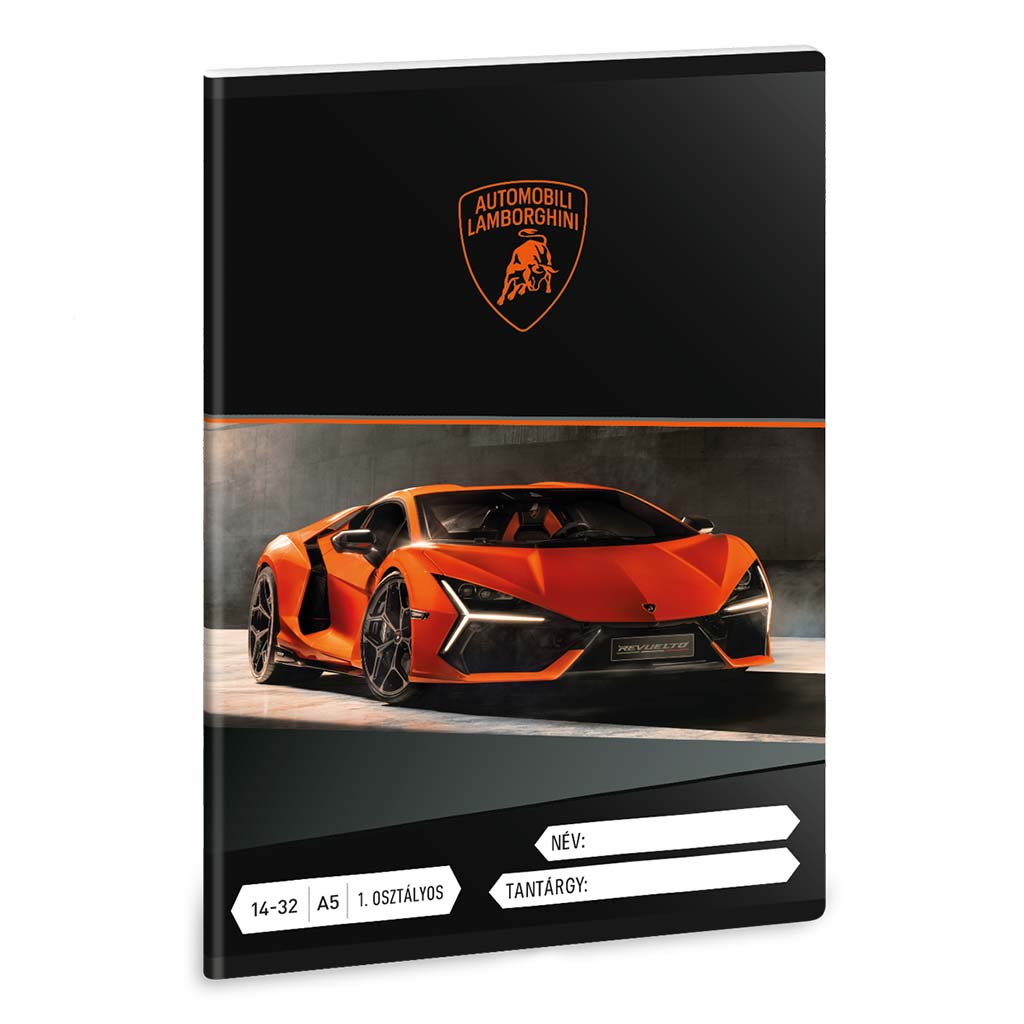 Ars Una: Narancssárga Lamborghini A/5 1.osztályos vonalas füzet 14-32 kép 1