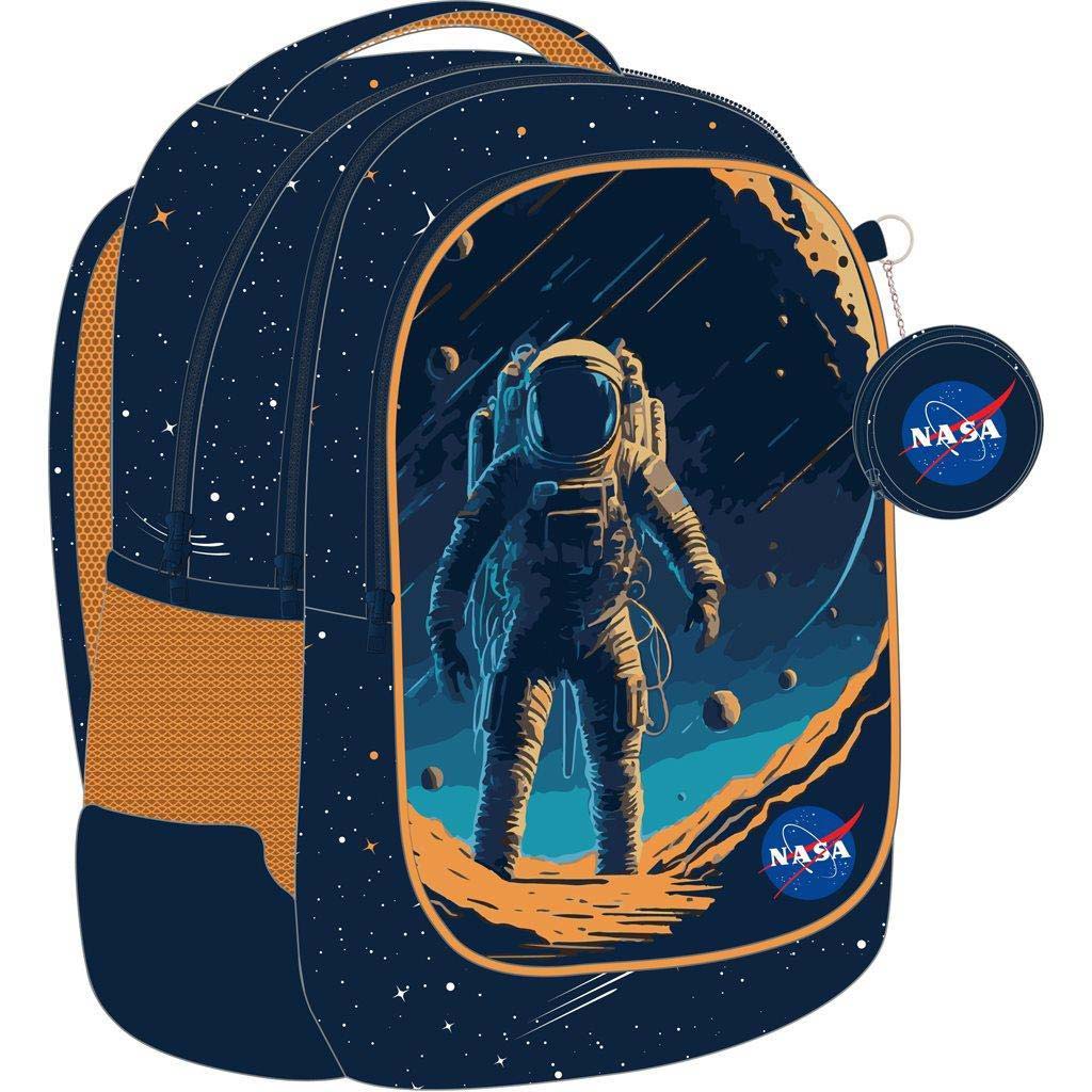 Luna: NASA lekerekített 3 rekeszes iskolatáska, hátizsák 32x18x43cm kép 1