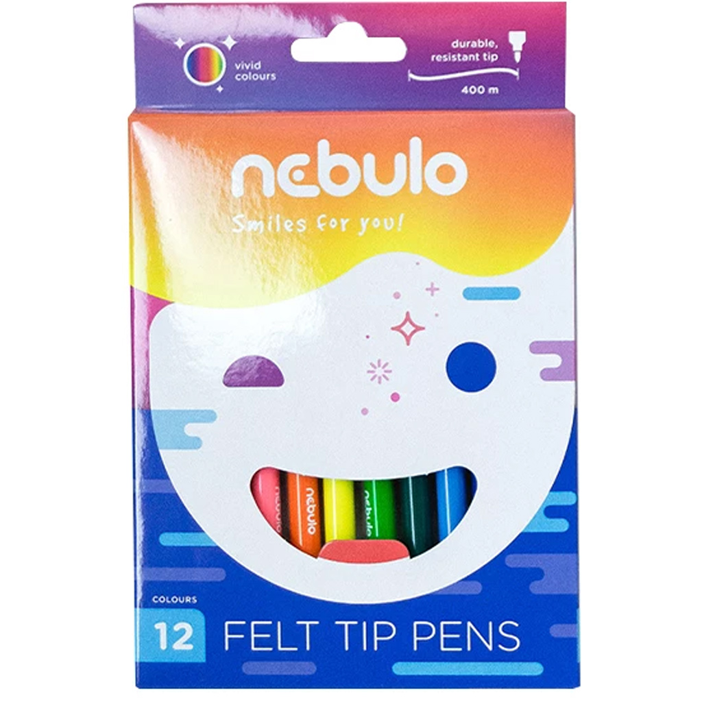 Nebulo: Vízbázisú színes filctoll készlet 12db-os kép 1