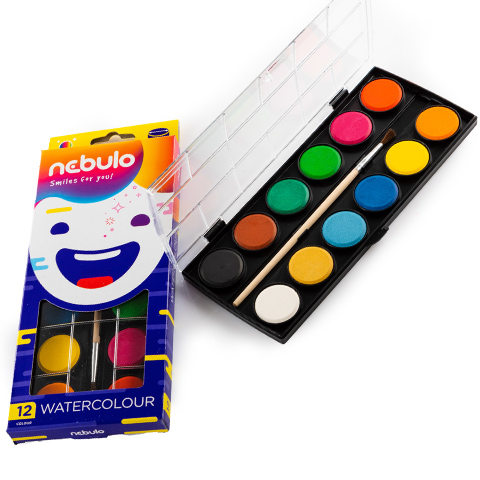 Nebulo: 12 színű vízfesték készlet 28mm-es korongokkal kép 1