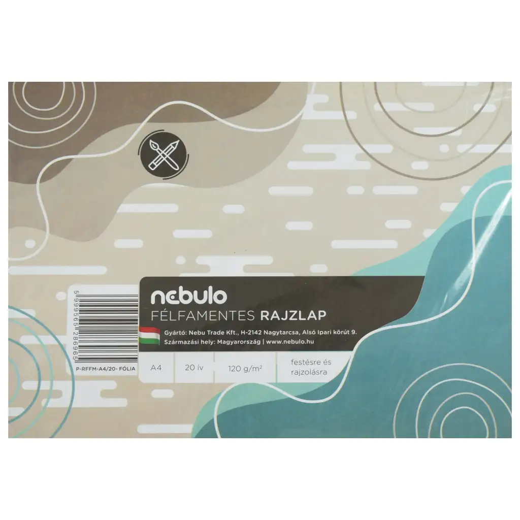 Nebulo: Félfamentes rajzlap A/4 120gr ragasztott 20 ív/csomag fóliába kép 1