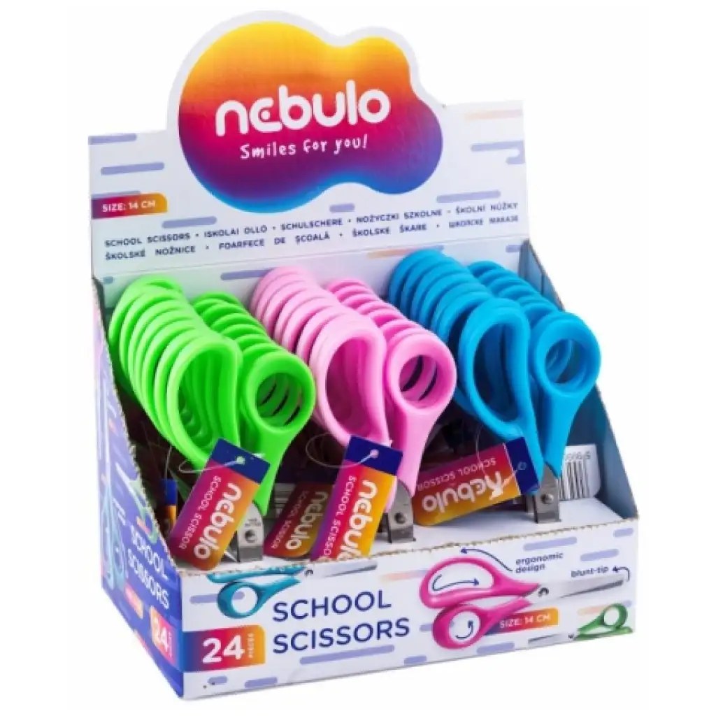 Nebulo: Ergonomikus iskolai olló kerekített heggyel több változatban kép 1