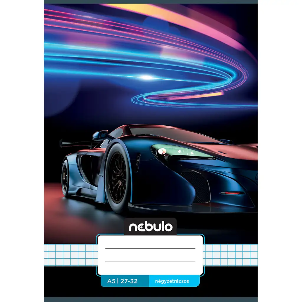 Nebulo: Neon autó mintás kockás füzet A/5 27-32 kép 1