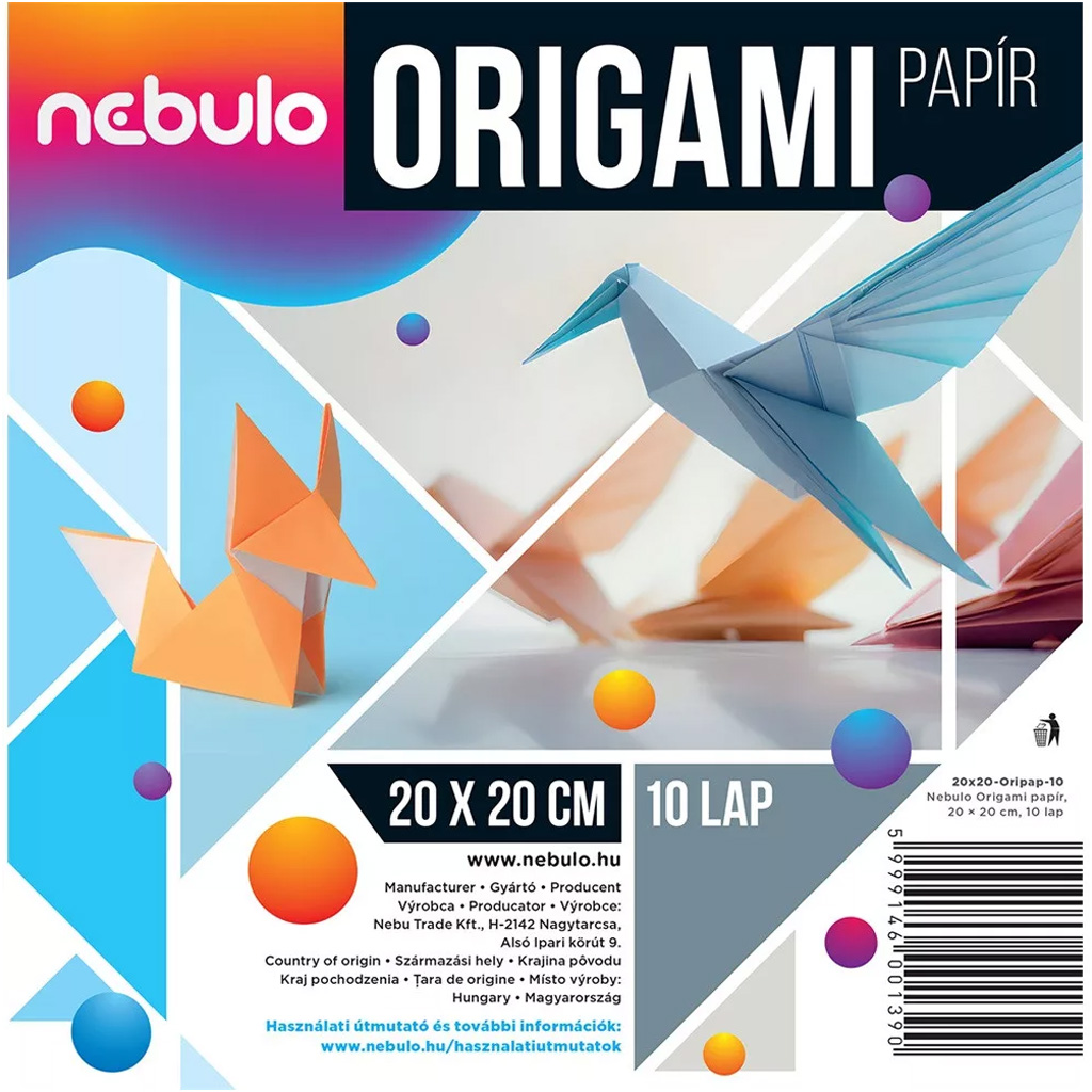 Nebulo: Origami lapok 20x20cm 10db-os 80g kép 1