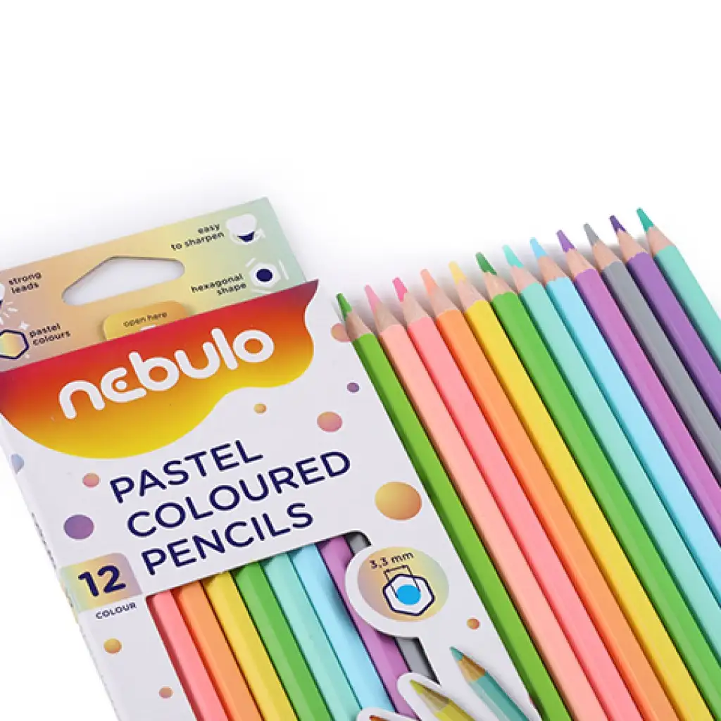 Nebulo: Pasztell színű színes ceruza készlet 12db-os szett kép 2