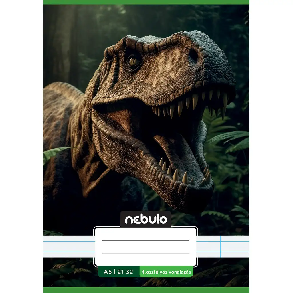 Nebulo: T-Rex mintás 4.osztályos vonalas füzet A/5 21-32 kép 1