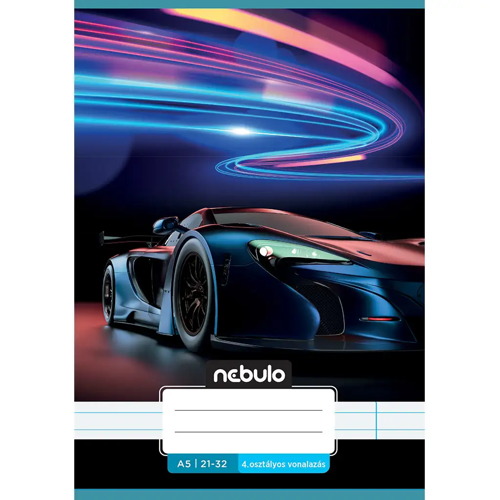 Nebulo: Neon autó mintás 4.osztályos vonalas füzet A/5 21-32 kép 1