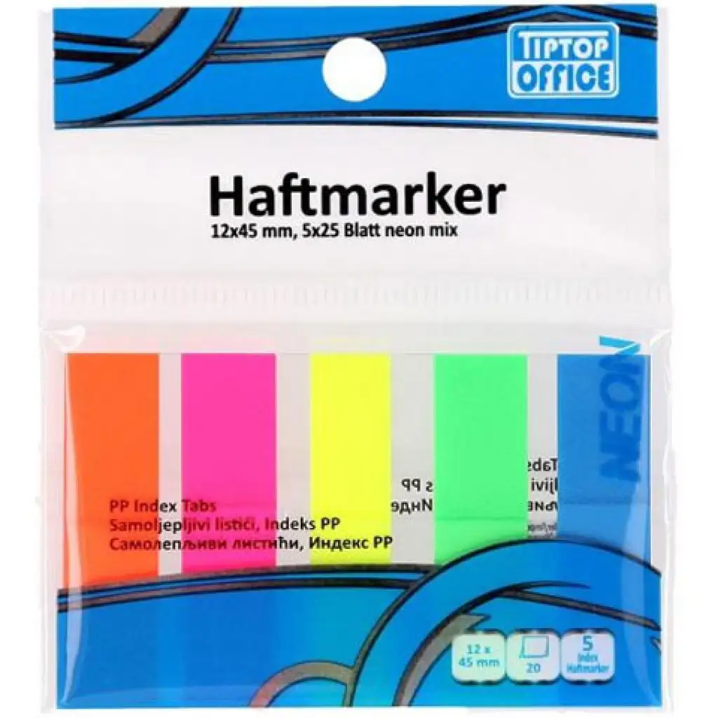 Spirit: neon színű 5x25 lapos jelölőcímke szett 12x45mm kép 1