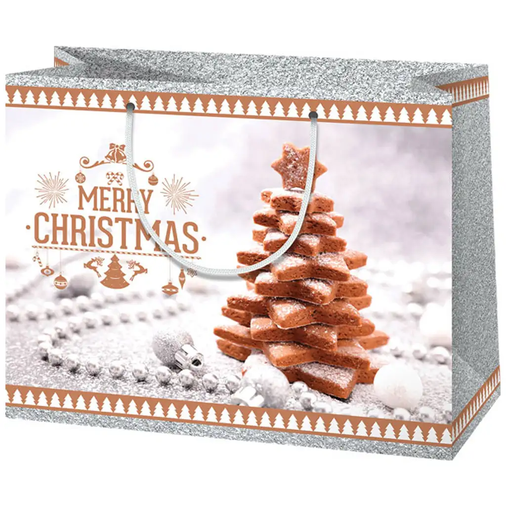 Cardex: Mézeskalács mintázatú karácsonyi közepes ajándéktáska 17x10x23cm kép 1